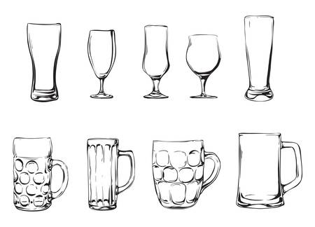 Beer glasses and mugsのイラスト素材