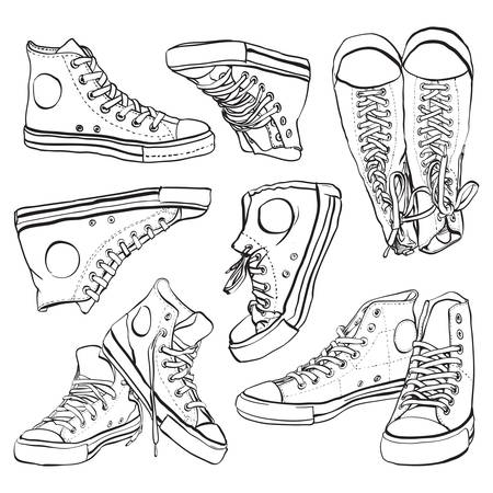 Vector hand drawn illustration of sneakers isolated on whiteのイラスト素材