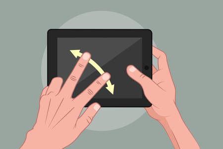 Vector illustration of man s hand using tabletのイラスト素材