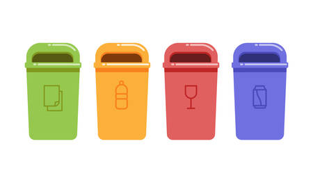 Vector illustration of containers for recycling waste sortingのイラスト素材