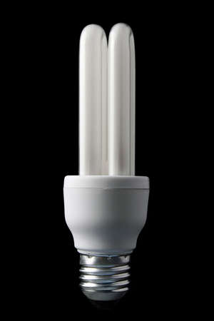 Energy saving bulb isolated on black background.の写真素材