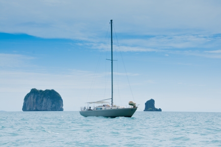 The yacht which staying on the sea of Thailand の写真素材