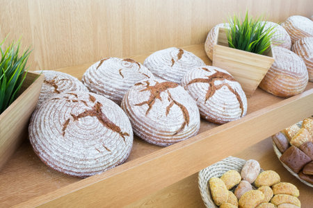 Fresh baked brown Bread close up, bakery