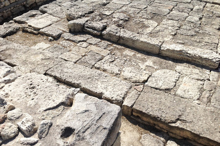 Excavations of the ruins of the ancient city of Hersones Crimea Russiaの写真素材