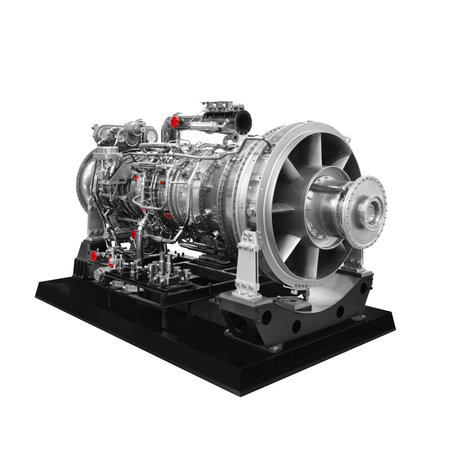 Gas turbine aircraft engine isolated on white background