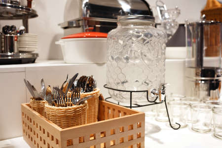 breakfast equipment in the hotelの写真素材