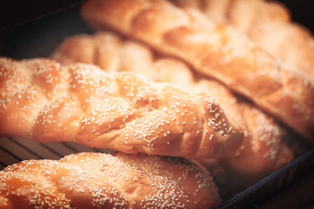 Fresh fragrant bread on the table. Food conceptの写真素材