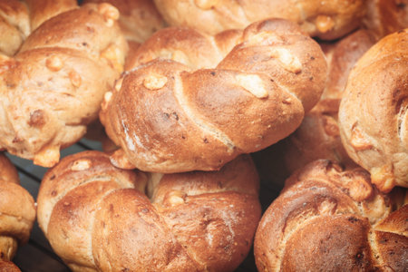 Fresh fragrant bread on the table. Food concept