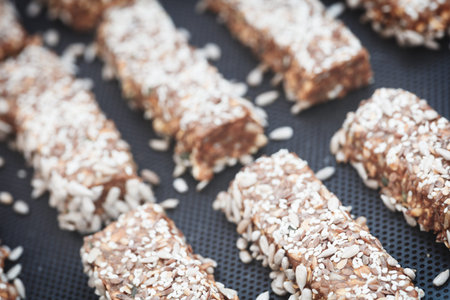 Bars cakes buns cookies background, Dessert, sweets for tea. Fattening sweets conceptの写真素材