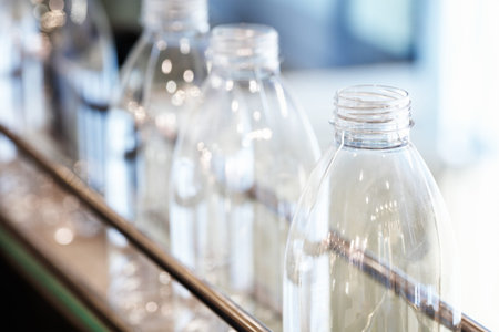 pharmaceutical industry, medicine pills are filling in the plastic bottle on production line machine...