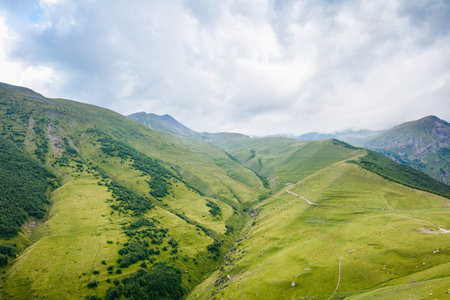 Mountains of summer Georgia, Caucasus. aerial