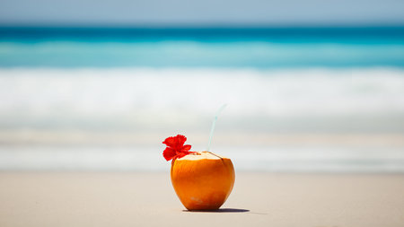 Fresh coconut on the beach