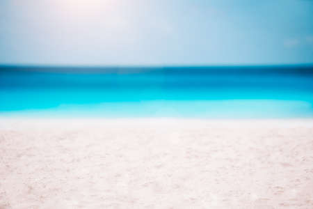 yellow warm sand and summer sea with sky and free spaceの写真素材