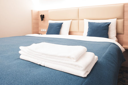 Double bed in the modern interior room