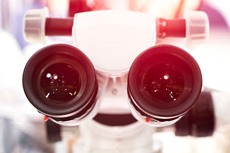 eyepieces of the microscope. photoの写真素材
