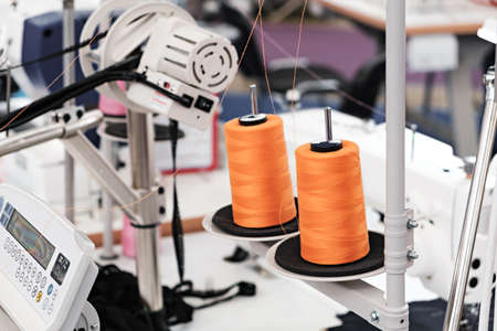 Multi-colored thread roll.Computerized embroidery machines.の写真素材