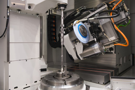 metalworking industry. drilling a hole on modern metal working machining center