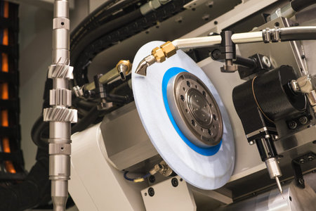 metalworking industry. drilling a hole on modern metal working machining center