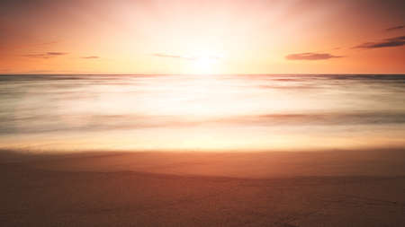 Beautiful sunset on the beach and sea - Vintage Filterの写真素材