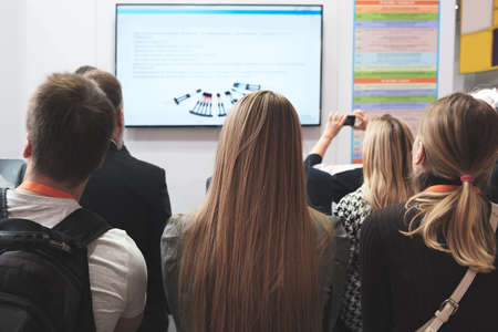 Students woman and people Listening on The Conference. Horizontal Imageの写真素材