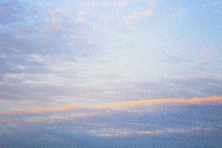 Watercolor illustration of sky with cloud. Artistic natural painting abstract background.の写真素材