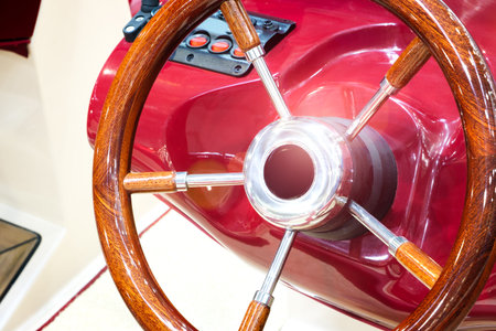 steering wheel on a luxury yacht.