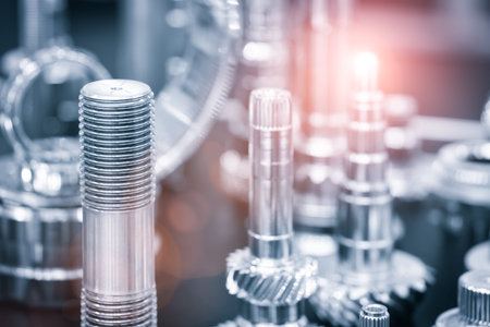 Industrial  concept. Many types of metal details industrial design backgroundの写真素材