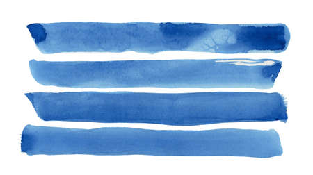 Blue watercolor strips isolated on white texture paper. illustration for design cover, label. Wedding illustrationの写真素材