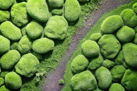 foot path through the garden in aerial viewの写真素材