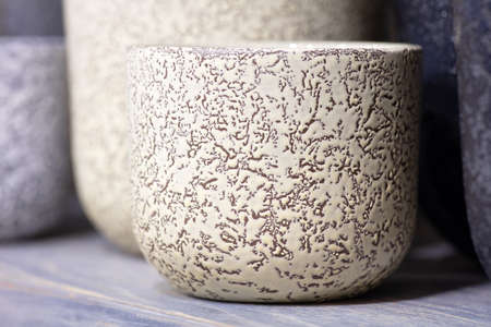 Empty garden pots in a row close upの写真素材