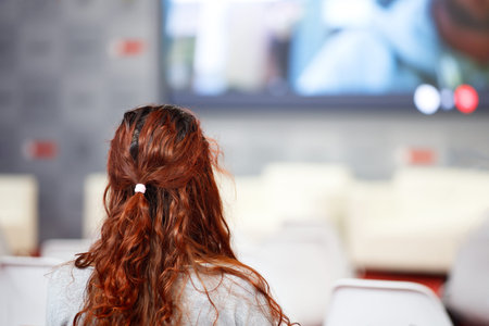 Business woman and people Listening on The Conference. Horizontal Image
