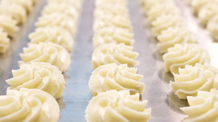 Handmade marshmallow line in a rowの写真素材