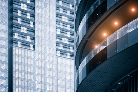 Modern office buildings in the financial district. Financial development business concept.