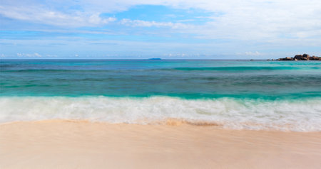 Tropical sea beach background as summer landscape with beach, vacation travel conceptの写真素材