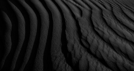 Black and white dark texture of desert sand dunesの写真素材