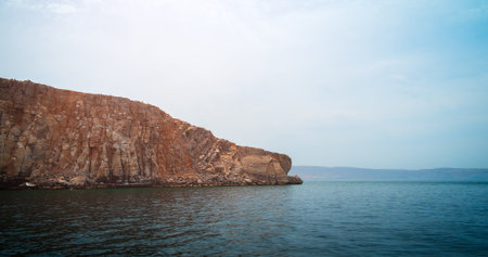 Sea tropical landscape with mountains and fjords, Omanの写真素材