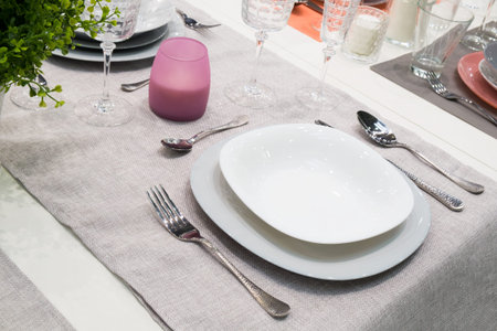 detail of served gray table