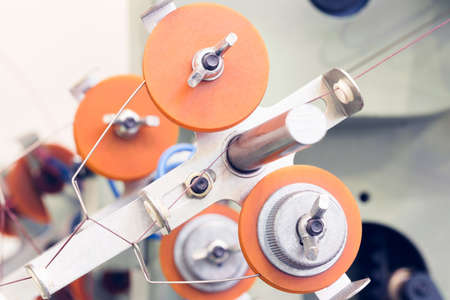 Sewing equipment, loom equipment at a garment factoryの写真素材