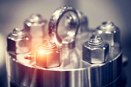 Close up of bolts and screws on the structure, anchor bolts base, engineering technology conceptの写真素材