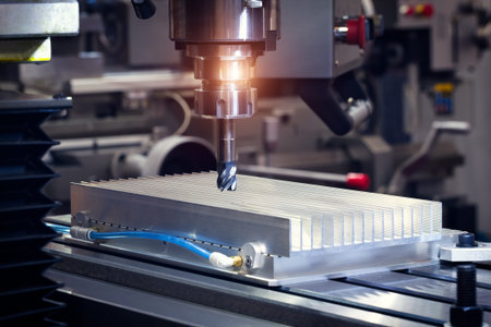 Industrial metalworking cutting process by milling cutter, Industrial concept