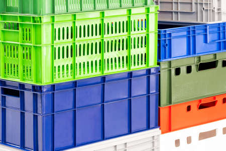 Colorful plastic boxes, logistic conceptの写真素材
