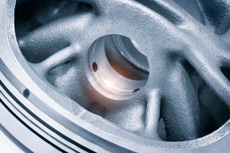 Modern piston close-up made using 3D printing technologyの写真素材