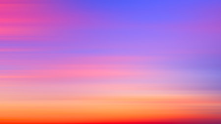 Panoramic landscape of bright red orange sunrise sunsetの写真素材