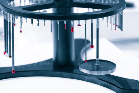 Close-up check measurement of detail by detecting head sensorの写真素材