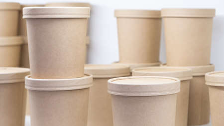 Many Round brown tube packageの写真素材