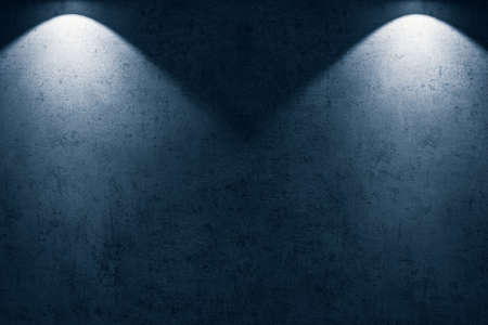 Empty space of Concrete floor grunge texture background with blue spotlight.の写真素材