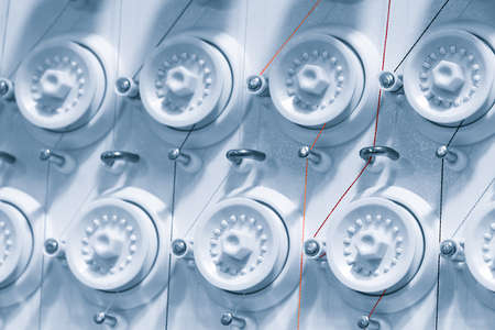 straight strands texture background, sewing equipment, loom equipment at a garment factoryの写真素材