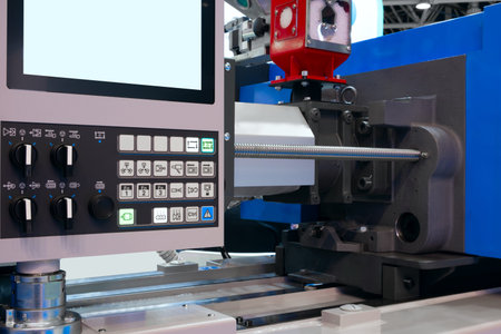Production machine for manufacture products from pvc plastic extrusion technology, industrial...