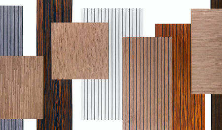 Set of different wooden panels for walls and floor isolated on white background
