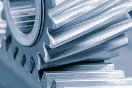 Close-up scene of transmission gear parts . The abstract scene of gear part of automotive transmission system. industrial concept backgroundの写真素材